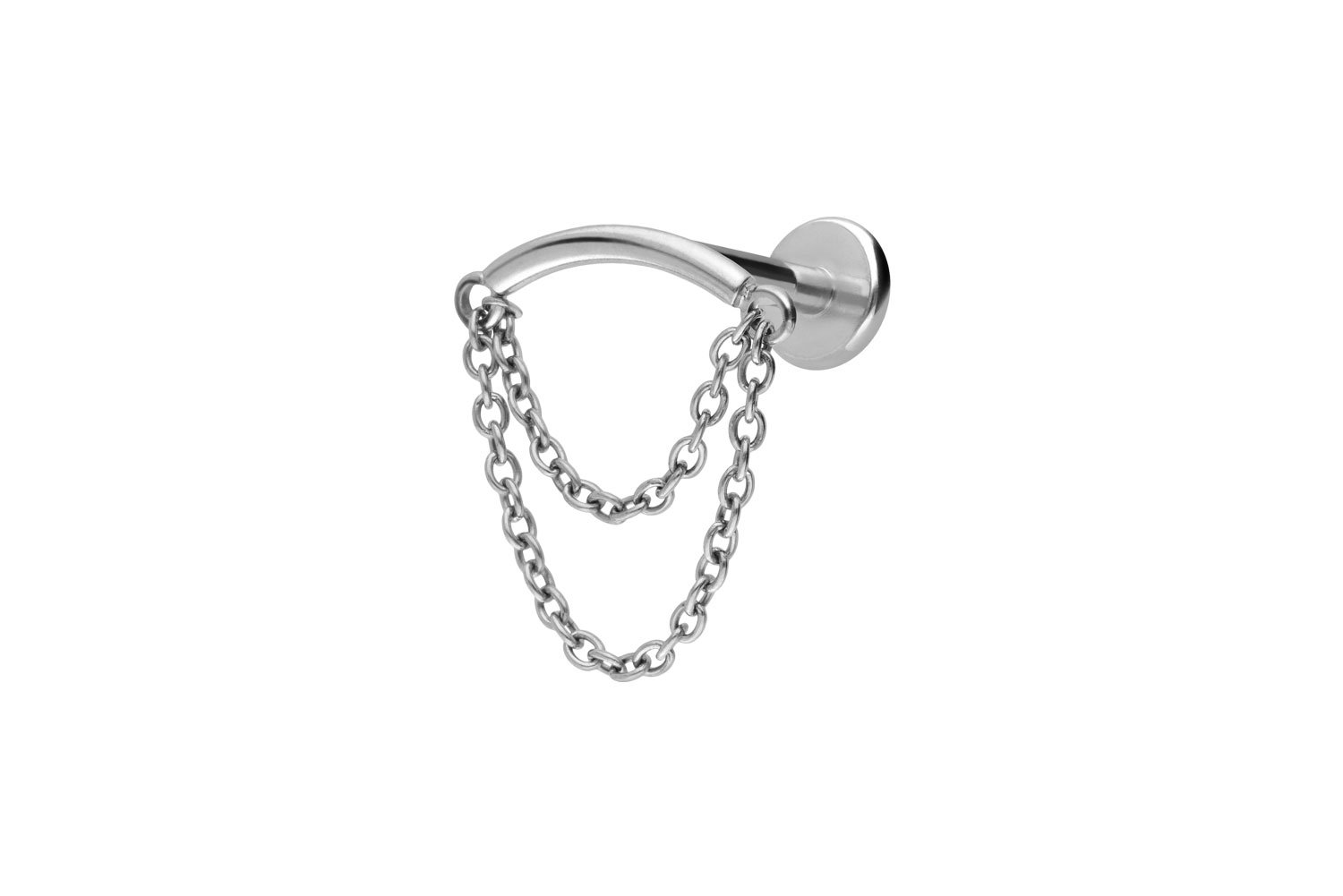 Titan Labret Piercing mit Innengewinde BOGEN + 2 KETTEN